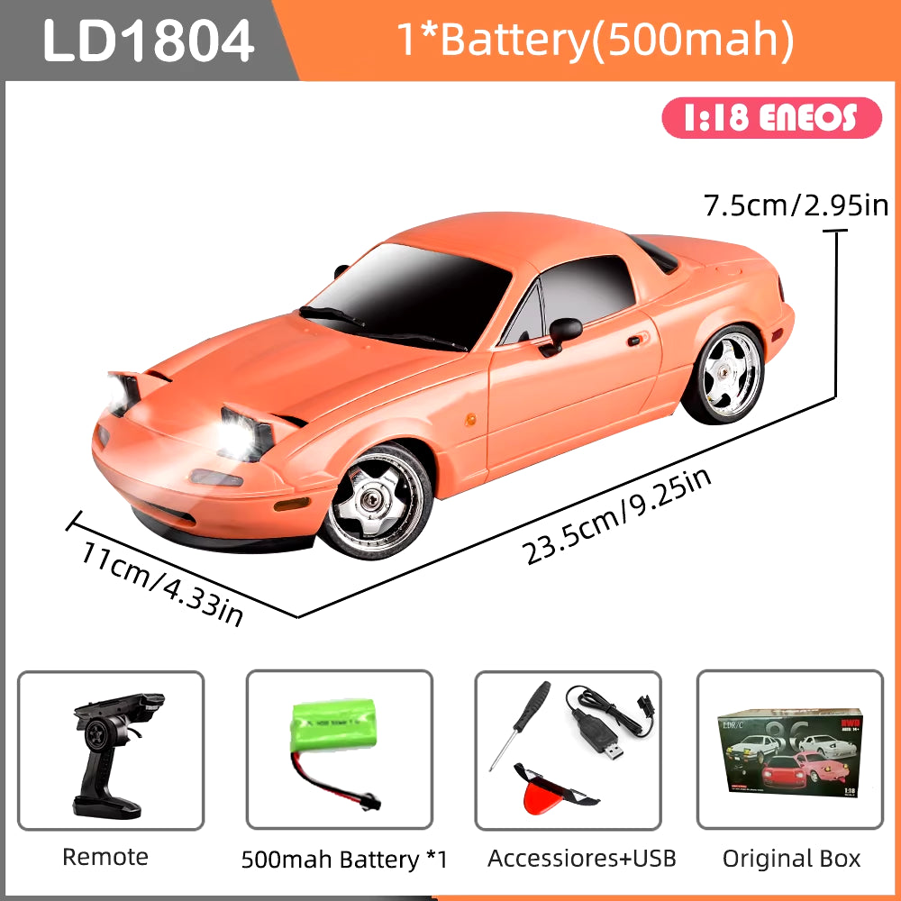 LD1804 RC Drift Car 1/18 Model 2.4G 2WD ESP Gyroscope LED Lights Full Scale Controlled Model Children Car Toys Gifts